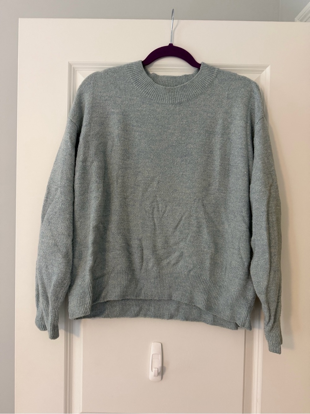 H&M Women’s Light Blue Metallic Shimmer Knit Sweater Size M